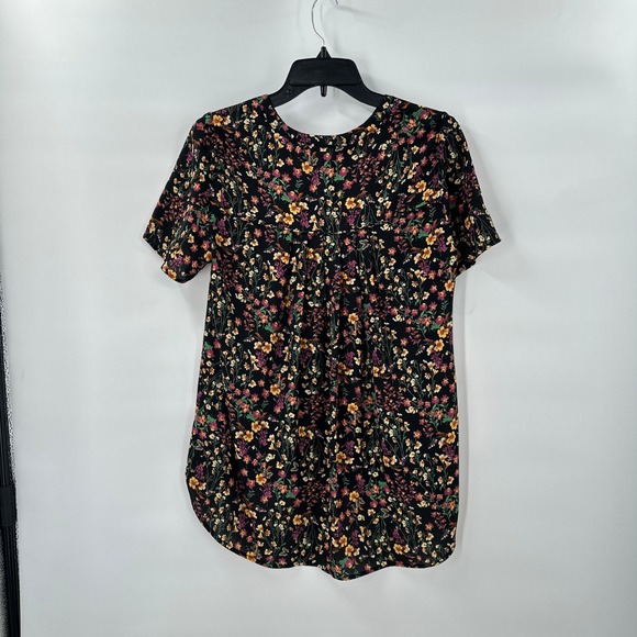Pleione Floral Print‎ Tunic Top Womens Small Short Sleeve Casual Blouse Boho - Picture 3 of 8